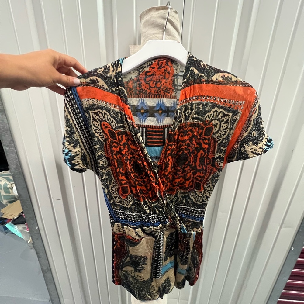 Etro Orange Multi Paisley Wrap-Style Tunic S